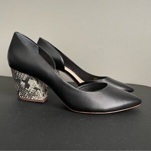 BOTKIER Sena Black Leather Shoes Womens size 10 Snakeskin Block Heel Pump